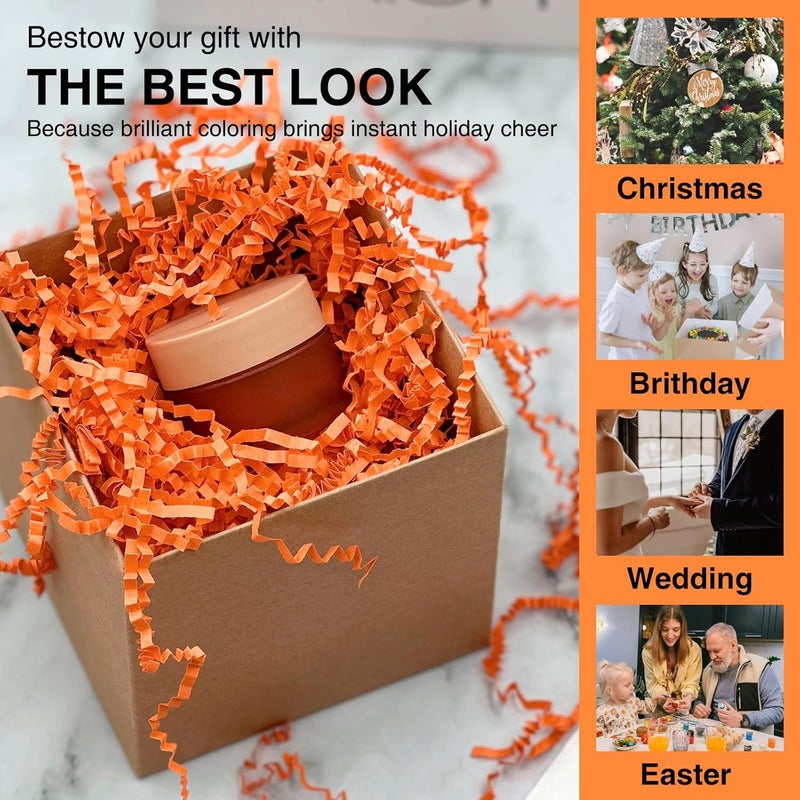 Corlcol 1LB Crinkle Cut Paper Shred Filler for Gift Box Bag and Basket On Halloween(Orange) - Image 5